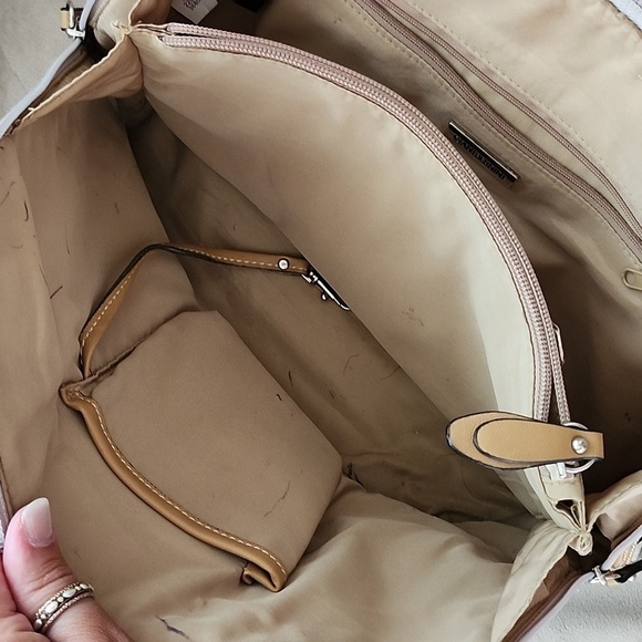 Giani Bernini satchel bag double straps neutral faux leather full zip - Picture 3 of 8